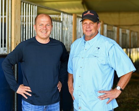 l-r, Jeff Prunzik and Mike Heitzmann with Stone Bridge farm consignment. Fasig-Tipton Kentucky October sales features. Oct. 20, 2017 in Lexington, Kentucky. l-r, Jeff Prunzik and Mike Heitzmann with Stone Bridge farm consignment. Fasig-Tipton Kentucky October sales features. Oct. 20, 2017 in Lexington, Kentucky.