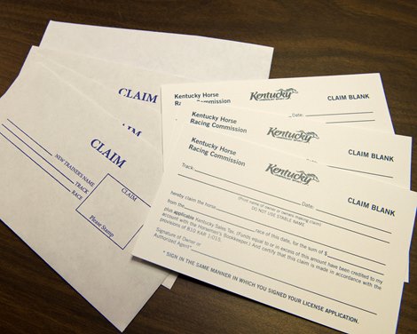Claim forms and envelopes. Claiming process at the races with Turfway Park claims clerk Allegra Lee March 1, 2018 Turfway Park in Florence, Kentucky. Claim forms and envelopes. Claiming process at the races with Turfway Park claims clerk Allegra Lee March 1, 2018 Turfway Park in Florence, Kentucky.