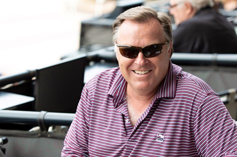 Tom Ludt at the Under Tack Show for the Fasig Tipton Two Year Olds in Training Sale, Santa Anita Park, CA 6.3.2019. Tom Ludt at the Under Tack Show for the Fasig Tipton Two Year Olds in Training Sale, Santa Anita Park, CA 6.3.2019.