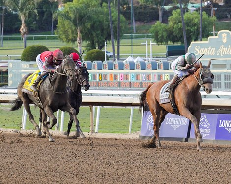 Blue Prize and Joe Bravo win the Breeders' Cup Longines Distaff (G1) on Nov. 2, 2019 Santa Anita in Arcadia, Ca. Blue Prize and Joe Bravo win the Breeders' Cup Longines Distaff (G1) on Nov. 2, 2019 Santa Anita in Arcadia, Ca.