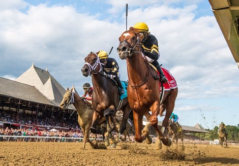 Lexitonian with jockey Jose Lezcano leads the charge to the wire and the win in the 37th running of the Vanderbilt G1 at the Saratoga Race Course Saturday July 31, 2021 in Saratoga Springs, N.Y. Lexitonian with jockey Jose Lezcano leads the charge to the wire and the win in the 37th running of the Vanderbilt G1 at the Saratoga Race Course Saturday July 31, 2021 in Saratoga Springs, N.Y.