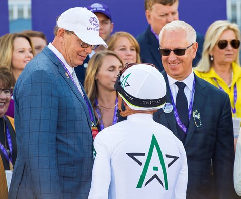 Winning connections in the winner’s circle after Life Is Good with Irad Ortiz Jr. win the Dirt Mile (G1) at Del Mar on November 6, 2021. Winning connections in the winner’s circle after Life Is Good with Irad Ortiz Jr. win the Dirt Mile (G1) at Del Mar on November 6, 2021.