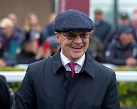 Trainer Aiden O'Brien all smiles after winning the Irish St. Leger at The Curragh on September 11th, 2022. Trainer Aiden O'Brien all smiles after winning the Irish St. Leger at The Curragh on September 11th, 2022.