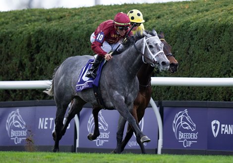 Caravel (Tyler Gaffalione) beats Emaraaty Ana in the Turf Sprint<br>
Keeneland 5.11.22 Pic: Edward Whitaker Caravel (Tyler Gaffalione) beats Emaraaty Ana in the Turf Sprint<br>
Keeneland 5.11.22 Pic: Edward Whitaker