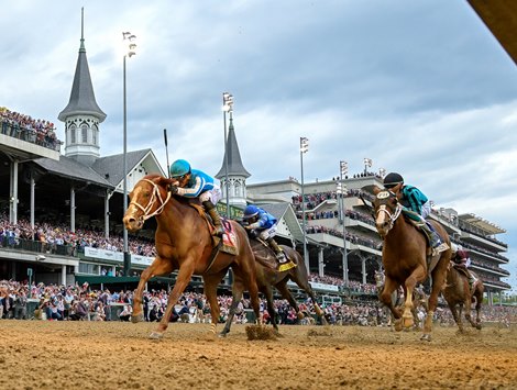 Mage (Good Magic - Puca by Big Brown) with Javier Castellano wins the Kentucky Derby.