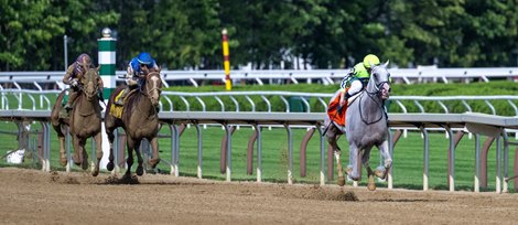 Next with jockey Luan Machado aboard makes his move and pulls away from the field to win the 13th running of The Birdstone at the Saratoga Race Course Thursday July 27, 2023 in Saratoga Springs, N.Y. Photo by Skip Dickstein Next with jockey Luan Machado aboard makes his move and pulls away from the field to win the 13th running of The Birdstone at the Saratoga Race Course Thursday July 27, 2023 in Saratoga Springs, N.Y. Photo by Skip Dickstein