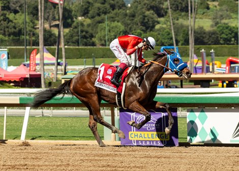Chatalas and jockey Antonio Fresu win the Grade II $200,000 Chandelier Stakes Saturday, October 7, 2023 at Santa Anita Park, Arcadia, CA. Chatalas and jockey Antonio Fresu win the Grade II $200,000 Chandelier Stakes Saturday, October 7, 2023 at Santa Anita Park, Arcadia, CA.