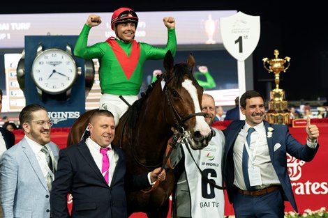 Facteur Cheval and Maxine Guyon Win the Dubai Turf, Dubai World Night 2024, Meydan Racetrack, Dubai UAE, 3-30-24, Mathea Kelley Facteur Cheval and Maxine Guyon Win the Dubai Turf, Dubai World Night 2024, Meydan Racetrack, Dubai UAE, 3-30-24, Mathea Kelley