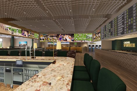 Artist Rendering of Caesars Sportsbook at Monmouth Park Racetrack Artist Rendering of Caesars Sportsbook at Monmouth Park Racetrack