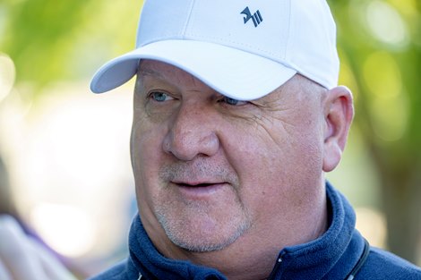 Trainer Kenny McPeek speaks to a member of the media on a beautiful morning at Old Hilltop allowed for some beautiful images of Preakness and Black Eyed Susan entrants and their connections Thursday May 16, 2024 at Pimlico Race Course in Baltimore, MD. Photo by Skip Dickstein Trainer Kenny McPeek speaks to a member of the media on a beautiful morning at Old Hilltop allowed for some beautiful images of Preakness and Black Eyed Susan entrants and their connections Thursday May 16, 2024 at Pimlico Race Course in Baltimore, MD. Photo by Skip Dickstein
