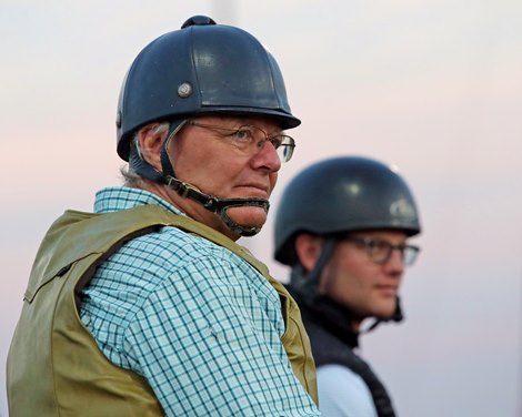 Trainer Bill Mott and his son Riley at Churchill Downs on May 2, 2024. Photo By: Chad B. Harmon Trainer Bill Mott and his son Riley at Churchill Downs on May 2, 2024. Photo By: Chad B. Harmon