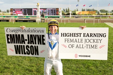 Toronto ON, July 11, 2024.Woodbine Racetrack<br>
Emma-Jayne Wilson becomes the highest earning Female Jockey of all time capturing the 4th race aboard Perfect Lady Bee Toronto ON, July 11, 2024.Woodbine Racetrack<br>
Emma-Jayne Wilson becomes the highest earning Female Jockey of all time capturing the 4th race aboard Perfect Lady Bee