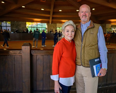 (L-r): Kim and Joey Peacock<br>
Keeneland Breeding Stock Sale at Keeneland in Lexington, Ky., on Nov. 8, 2024. (L-r): Kim and Joey Peacock<br>
Keeneland Breeding Stock Sale at Keeneland in Lexington, Ky., on Nov. 8, 2024.