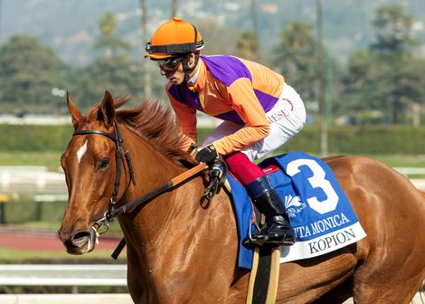 Spendthrift Farm's Kopion and Antonio Fresu win the G2 $200,000 Santa Monica Stakes Saturday, February 1, 2025 at Santa Anita Park in Arcadia, CA.<br>
Benoit Photo Spendthrift Farm's Kopion and Antonio Fresu win the G2 $200,000 Santa Monica Stakes Saturday, February 1, 2025 at Santa Anita Park in Arcadia, CA.<br>
Benoit Photo
