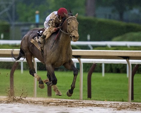 Parchment Party with John R. Velazquez wins the Belmont Gold Cup S. (Grade II) at Saratoga Race Course in Saratoga Springs, NY., on June 6, 2025. Parchment Party with John R. Velazquez wins the Belmont Gold Cup S. (Grade II) at Saratoga Race Course in Saratoga Springs, NY., on June 6, 2025.