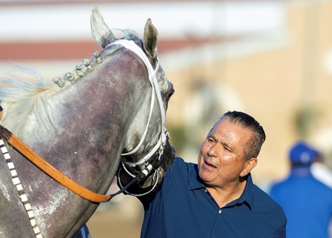 Trainer Librado Barocio has a moment with Lovesick Blues after their victory in the Grade I $400,000 Bing Crosby Stakes Saturday, July 26, 2025 at Del Mar Thoroughbred Club, Del Mar, CA. Benoit Photo Trainer Librado Barocio has a moment with Lovesick Blues after their victory in the Grade I $400,000 Bing Crosby Stakes Saturday, July 26, 2025 at Del Mar Thoroughbred Club, Del Mar, CA. Benoit Photo