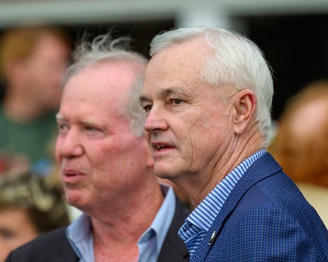 Everett Dobson with co-owner Ed Wachtel in background. Rhetorical with Irad Ortiz Jr. wins the West Point Presented by Rood & Riddle at Saratoga Racecourse on Aug. 24, 2025. Everett Dobson with co-owner Ed Wachtel in background. Rhetorical with Irad Ortiz Jr. wins the West Point Presented by Rood & Riddle at Saratoga Racecourse on Aug. 24, 2025.