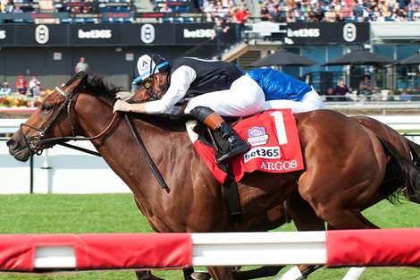 Jockey Flavian Prat guides Argos to victory in the $500,000 bet365 Summer Stakes (Grade I) Breeders Cup Challenge Series Win and You're In Juvenile Turf.Argos is trained by Riley Mott and owned by David Romanik. Woodbine/Michael Burns Photo Jockey Flavian Prat guides Argos to victory in the $500,000 bet365 Summer Stakes (Grade I) Breeders Cup Challenge Series Win and You're In Juvenile Turf.Argos is trained by Riley Mott and owned by David Romanik. Woodbine/Michael Burns Photo