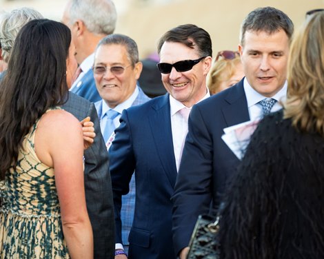 Aidan O’Brien in the winner’s circle after Gstaad with Christophe Soumillon win the Juvenile Turf (G1T) at Del Mar Racetrack in Del Mar, CA on October 31, 2025. Aidan O’Brien in the winner’s circle after Gstaad with Christophe Soumillon win the Juvenile Turf (G1T) at Del Mar Racetrack in Del Mar, CA on October 31, 2025.