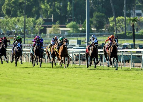 Brave Deb and jockey Mirco Demuro, right, win the GRade III, $100,000 Surfer Girl Stakes, Sunday, October 5, 2025 at Santa Anita Park, Arcadia CA.<br>
© BENOIT PHOTO Brave Deb and jockey Mirco Demuro, right, win the GRade III, $100,000 Surfer Girl Stakes, Sunday, October 5, 2025 at Santa Anita Park, Arcadia CA.<br>
© BENOIT PHOTO