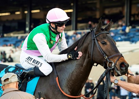 Juddmonte's Segesta and jockey Flavien Prat win the Grade I $300,000 Matriarch Stakes Sunday, November 30, 2025, at Del Mar Thoroughbred Club, Del Mar, CA. <br>
Benoit Photo Juddmonte's Segesta and jockey Flavien Prat win the Grade I $300,000 Matriarch Stakes Sunday, November 30, 2025, at Del Mar Thoroughbred Club, Del Mar, CA. <br>
Benoit Photo