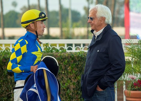 Heavily-favored Litmus Test and jockey Juan Hernandez win the Grade II $200,000 Los Alamitos Futurity Saturday, December 13, 2025 at Los Alamitos Race Course, Cypress, CA, giving trainer Bob Baffert his ninth win in the race. Baffert’s two other starters in the race, Blacksmith and Provenance, finished second and third, respectively, giving the barn a trifecta. <br>
Benoit Photo Heavily-favored Litmus Test and jockey Juan Hernandez win the Grade II $200,000 Los Alamitos Futurity Saturday, December 13, 2025 at Los Alamitos Race Course, Cypress, CA, giving trainer Bob Baffert his ninth win in the race. Baffert’s two other starters in the race, Blacksmith and Provenance, finished second and third, respectively, giving the barn a trifecta. <br>
Benoit Photo