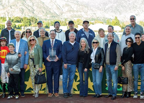 Usha and jockey Juan Hernandez win the Grade I $300,000 La Brea Stakes Sunday, December 28, 2025, opening day of the Santa Anita Park meet. Benoit Photo Usha and jockey Juan Hernandez win the Grade I $300,000 La Brea Stakes Sunday, December 28, 2025, opening day of the Santa Anita Park meet. Benoit Photo