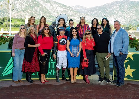 So Happy and jockey Mike Smith win the Grade II $200,000 San Vicente Stakes Saturday, January 10, 2026 at Santa Anita Park, Arcadia, CA. The three-year-old son of Runhappy is owned by Norman Stables and Saints and Sinners and trained by Mark Glatt.<br>
Benoit Photo So Happy and jockey Mike Smith win the Grade II $200,000 San Vicente Stakes Saturday, January 10, 2026 at Santa Anita Park, Arcadia, CA. The three-year-old son of Runhappy is owned by Norman Stables and Saints and Sinners and trained by Mark Glatt.<br>
Benoit Photo