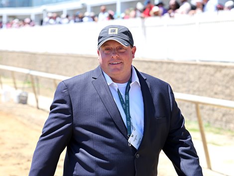Trainer Chad Summers after I Love Giraffes #3 with Paco Lopez riding held off the challenge of Mambo Queen #7 and Sheldon Russell to win the 5th race at Laurel Racecourse on Saturday May 16, 2026. Photo By Bill Denver/EQUI-PHOTO Trainer Chad Summers after I Love Giraffes #3 with Paco Lopez riding held off the challenge of Mambo Queen #7 and Sheldon Russell to win the 5th race at Laurel Racecourse on Saturday May 16, 2026. Photo By Bill Denver/EQUI-PHOTO