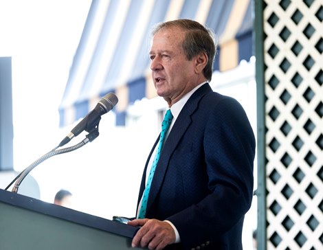 Dennis Drazin, Chairman and CEO of Darby Development, the operator of Monmouth Park speaks at the Monmouth Park Opening Day Press Conference and Luncheon at Monmouth Park Racetrack in Oceanport, NJ. Photo By Bill Denver/EQUI-PHOTO Dennis Drazin, Chairman and CEO of Darby Development, the operator of Monmouth Park speaks at the Monmouth Park Opening Day Press Conference and Luncheon at Monmouth Park Racetrack in Oceanport, NJ. Photo By Bill Denver/EQUI-PHOTO