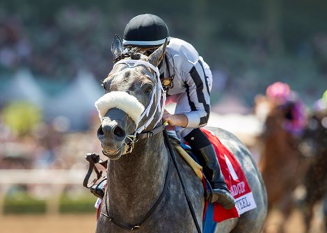 Forged Steel and jockey Flavien Prat win the Grade II $100,000 Hollywood Gold Cup Monday, May 25, 2025 at Santa Anita Park, Arcadia, CA. The Kentucky-bred colt is owned by C2 Racing Stable and Mathis Stables and trained by Saffie A. Joseph, Jr.<br>
Benoit Photo Forged Steel and jockey Flavien Prat win the Grade II $100,000 Hollywood Gold Cup Monday, May 25, 2025 at Santa Anita Park, Arcadia, CA. The Kentucky-bred colt is owned by C2 Racing Stable and Mathis Stables and trained by Saffie A. Joseph, Jr.<br>
Benoit Photo