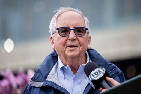 Trainer Shug McGaughey on Saturday, June 27, 2026 at Aqueduct Racetrack Trainer Shug McGaughey on Saturday, June 27, 2026 at Aqueduct Racetrack