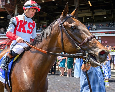 In the winners circle before the photo. Ways and Means with Flavien Prat wins the Bed o’Roses (G2) in Saratoga Springs, N.Y., on June 4, 2026. In the winners circle before the photo. Ways and Means with Flavien Prat wins the Bed o’Roses (G2) in Saratoga Springs, N.Y., on June 4, 2026.
