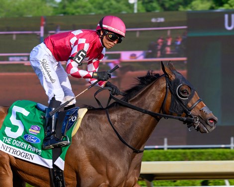 Nitrogen with Jose Ortiz wins the Ogden Phipps (G1) at Saratoga in Saratoga Springs, N.Y., on June 5, 2026. Nitrogen with Jose Ortiz wins the Ogden Phipps (G1) at Saratoga in Saratoga Springs, N.Y., on June 5, 2026.