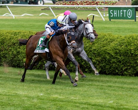 Reef Runner with Irad Ortiz, Jr. wins the Jaipur (G1) at Saratoga in Saratoga Springs, N.Y., on June 6, 2026. Reef Runner with Irad Ortiz, Jr. wins the Jaipur (G1) at Saratoga in Saratoga Springs, N.Y., on June 6, 2026.