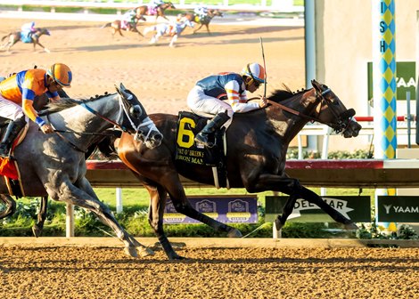 Iron Man Cal and jockey Joel Rosario,, right, hold off Moonlight (Victor Espinoza up), left, to win the Grade II $250,000 Pat O'Brien Stakes Saturday, August 29, 2026 at Del Mar Thoroughbred Club, Del Mar, CA. Benoit Photo Iron Man Cal and jockey Joel Rosario,, right, hold off Moonlight (Victor Espinoza up), left, to win the Grade II $250,000 Pat O'Brien Stakes Saturday, August 29, 2026 at Del Mar Thoroughbred Club, Del Mar, CA. Benoit Photo