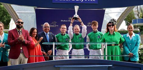 Ryan Moore, Saffie Osborne and Dylan Browne McMonagle of Team Great Britain & Ireland celebrate their Shergar Cup victory Ryan Moore, Saffie Osborne and Dylan Browne McMonagle of Team Great Britain & Ireland celebrate their Shergar Cup victory