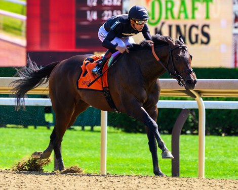 Club Reign with Edgard Zayas wins race 1, a maiden special weight, for Russell Wilson et al and trainer Whit Beckman at Saratoga Race Course in Saratoga Springs, N.Y., on August 29, 2026. Club Reign with Edgard Zayas wins race 1, a maiden special weight, for Russell Wilson et al and trainer Whit Beckman at Saratoga Race Course in Saratoga Springs, N.Y., on August 29, 2026.