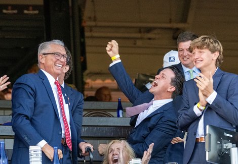 Kenny Trout and the members of the Winstar Farm team react as Jockey Manny Franco and The Good Life win the 122nd running of The Spendthrift Farm Hopeful GI at the Saratoga Race Course Sunday Sept. 6, 2026 in Saratoga Springs, N.Y. Kenny Trout and the members of the Winstar Farm team react as Jockey Manny Franco and The Good Life win the 122nd running of The Spendthrift Farm Hopeful GI at the Saratoga Race Course Sunday Sept. 6, 2026 in Saratoga Springs, N.Y.