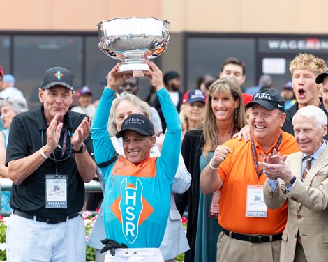 The Puma #6 with Javier Castellano riding won the $1,000,000 Grade I Pennsylvania Derby at Parx Racing in Bensalem, PA on Saturday September 19, 2026. Further Ado #7 finished second. Photo by Nikki Sherman/EQUI-PHOTO. The Puma #6 with Javier Castellano riding won the $1,000,000 Grade I Pennsylvania Derby at Parx Racing in Bensalem, PA on Saturday September 19, 2026. Further Ado #7 finished second. Photo by Nikki Sherman/EQUI-PHOTO.