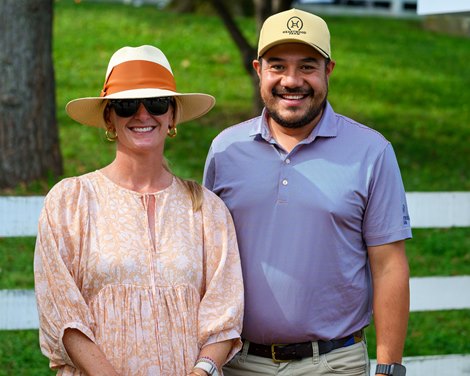 (L-r): Sarah Sutherland and Juan Aguilar with Heartwood Farm at the Keeneland September sale near Lexington, Ky., on Sept. 13, 2026. (L-r): Sarah Sutherland and Juan Aguilar with Heartwood Farm at the Keeneland September sale near Lexington, Ky., on Sept. 13, 2026.