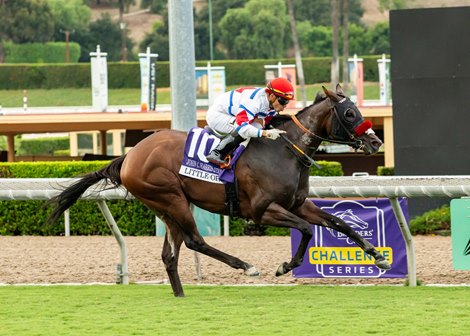 Little Opal and jockey Emisael Jaramillo win the Grade III, $100,000 John C. Harris Stakes, Saturday, September 26, 2026 at Santa Anita Park, Arcadia CA.<br>
© BENOIT PHOTO Little Opal and jockey Emisael Jaramillo win the Grade III, $100,000 John C. Harris Stakes, Saturday, September 26, 2026 at Santa Anita Park, Arcadia CA.<br>
© BENOIT PHOTO