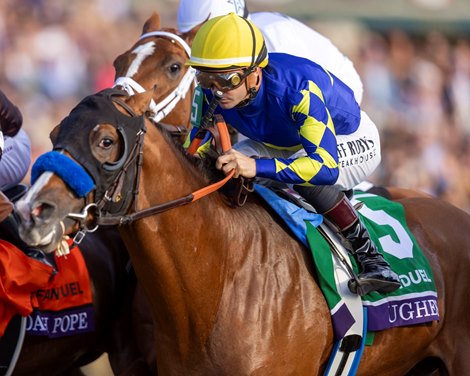 Hughes with Flavien Prat wins the Grade 1 Breeders’ Cup Juvenile at Keeneland Racecourse in Lexington, KY on October 30, 2026. Hughes with Flavien Prat wins the Grade 1 Breeders’ Cup Juvenile at Keeneland Racecourse in Lexington, KY on October 30, 2026.
