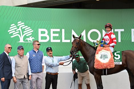 Minaret Station wins the 2026 Joe Hirsch Turf Classic Stakes at Belmont Park Minaret Station wins the 2026 Joe Hirsch Turf Classic Stakes at Belmont Park
