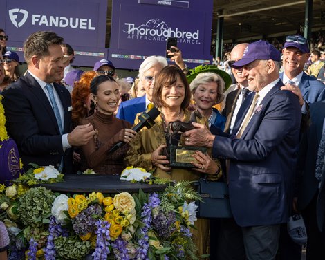 Members of the Hughes team celebrate winning the Grade 1 Breeders’ Cup Juvenile at Keeneland Racecourse in Lexington, KY on October 30, 2026. Members of the Hughes team celebrate winning the Grade 1 Breeders’ Cup Juvenile at Keeneland Racecourse in Lexington, KY on October 30, 2026.