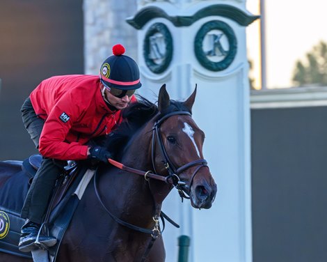 Golden Tempo with Enrique Miranda training. Morning training at Keeneland in Lexington, Ky. on Oct. 21, 2026. Golden Tempo with Enrique Miranda training. Morning training at Keeneland in Lexington, Ky. on Oct. 21, 2026.