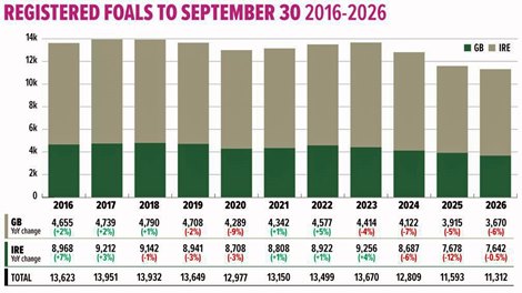 Registered Foals, by year for England and Ireland Registered Foals, by year for England and Ireland