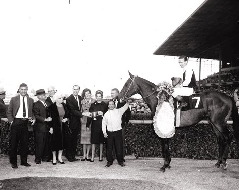 Hill Rise after the 1964 Santa Anita Derby, Don Pierce up Hill Rise after the 1964 Santa Anita Derby, Don Pierce up