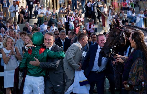 Francis Graffard and Mikael Barzalona embrace after Daryz had won the Arc Longchamp 4.10.26 Pic: Edward Whitaker Francis Graffard and Mikael Barzalona embrace after Daryz had won the Arc Longchamp 4.10.26 Pic: Edward Whitaker