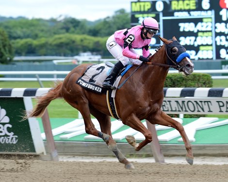 Power Broker wins the 2013 Easy Goer Stakes at Belmont Park.
